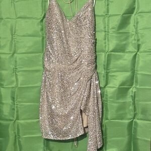 GB Girls Sparkling Silver Sequin Mini Dress